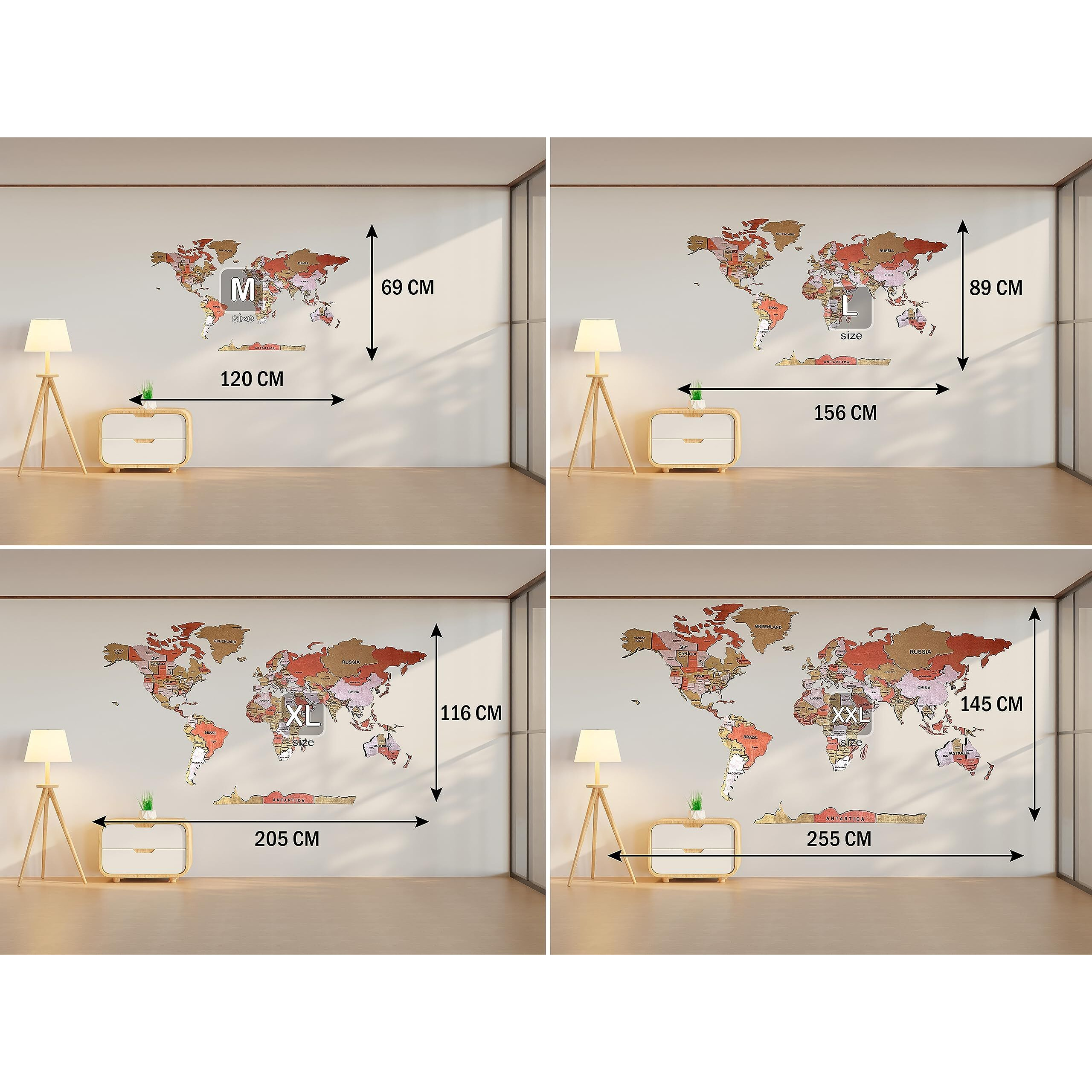 Elk Wooden 3D World Map Wall Decor - All Country Name States And Capitals - Perfect Home Wall Decor For Travel Enthusiasts
