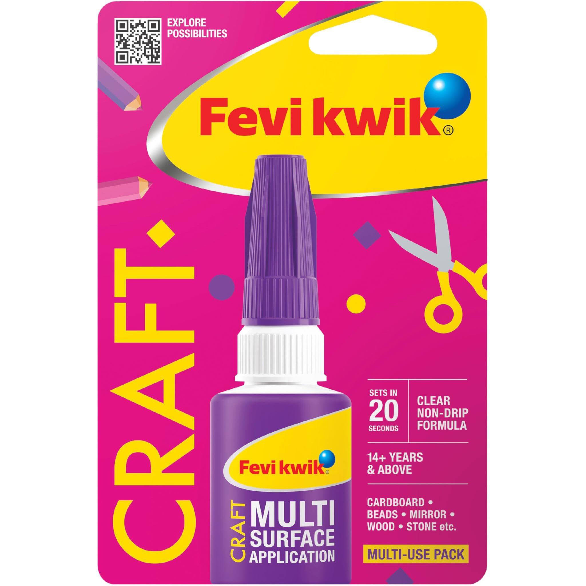 Fevikwik Craft 20 Gm | Instant Glue For Crafting | Multi Surface Application | Clear Non Drip Formula | Sets In 20 Seconds | Storable | Precise Application |Diy (Pack Of 2)