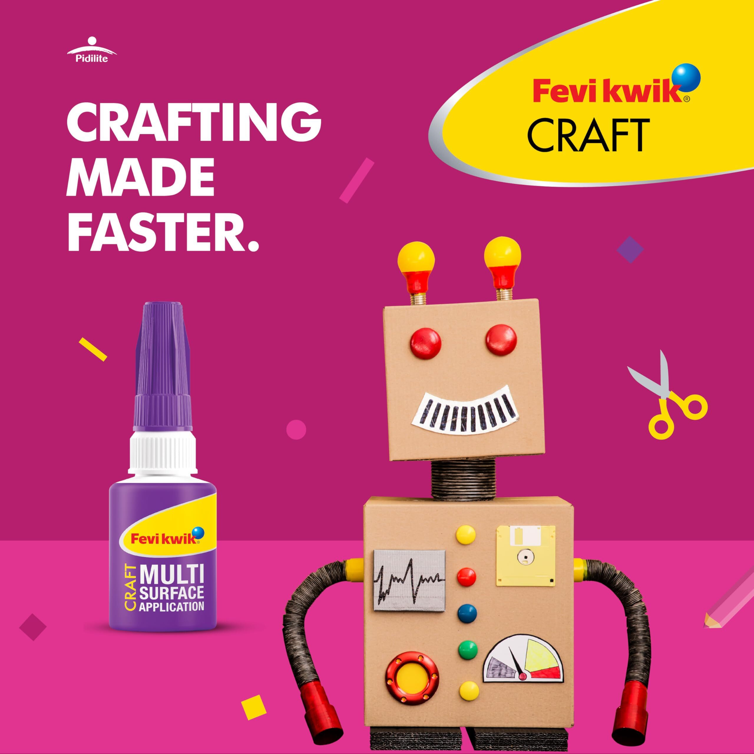 Fevikwik Craft 20 Gm | Instant Glue For Crafting | Multi Surface Application | Clear Non Drip Formula | Sets In 20 Seconds | Storable | Precise Application |Diy (Pack Of 2)