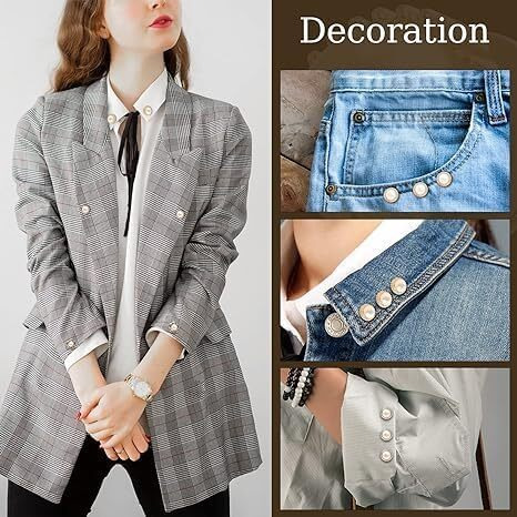 Bitrexup 30Pcs Pearl Buttons Brooch Buttons Modesty Pins Cover Up Brooch Pins Blouse Pins Safety Invisible Buttons,Women Shirt Brooch Pins Anti Exposure Fixed Brooche For Bags, T-Shirt, All Clothes