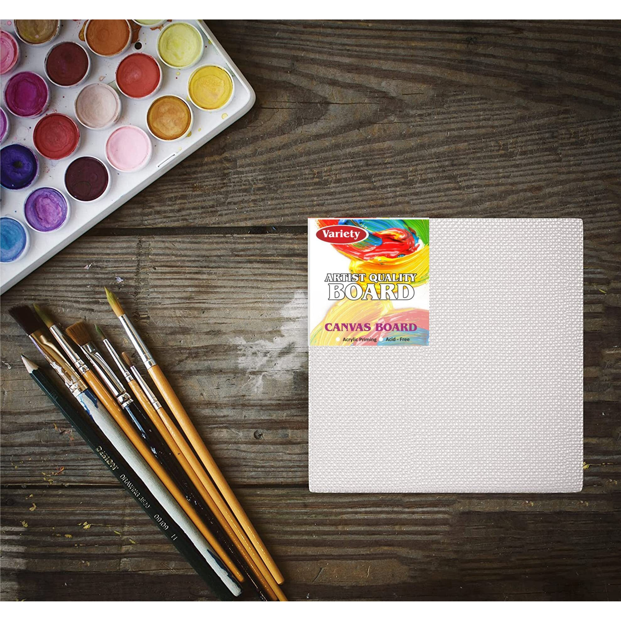 Variety Canvas 12 X 12 Inch Cotton Canvas Board For Painting, 7Oz Primed, Pack Of 2 Piece - White
