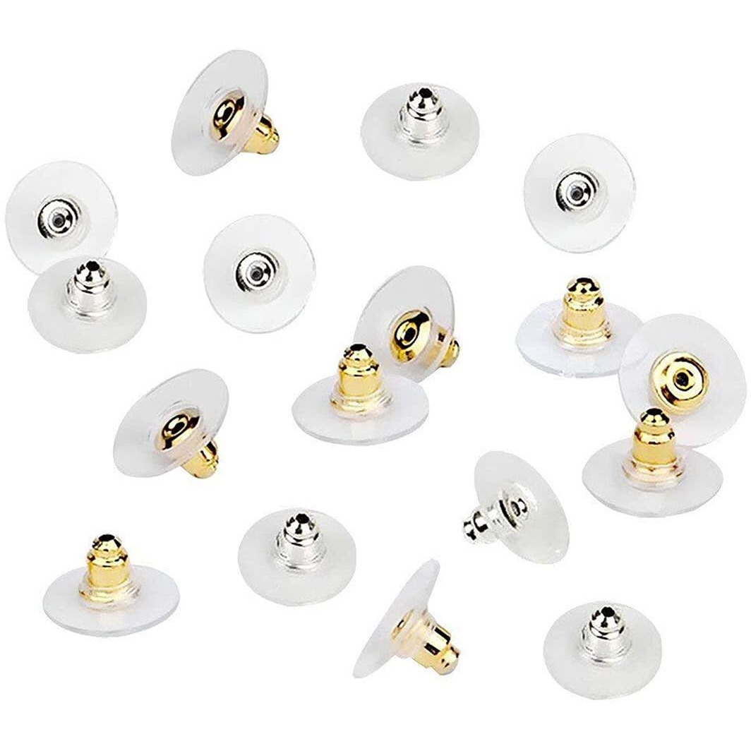 Diy Crafts 700, Silver Gold, Pairs Bullet Clutch Earring Backs With Pad Earring Safety Backs (Silver Gold Clear & Flat Clear) Earring Back Fo(700, Silver Gold)