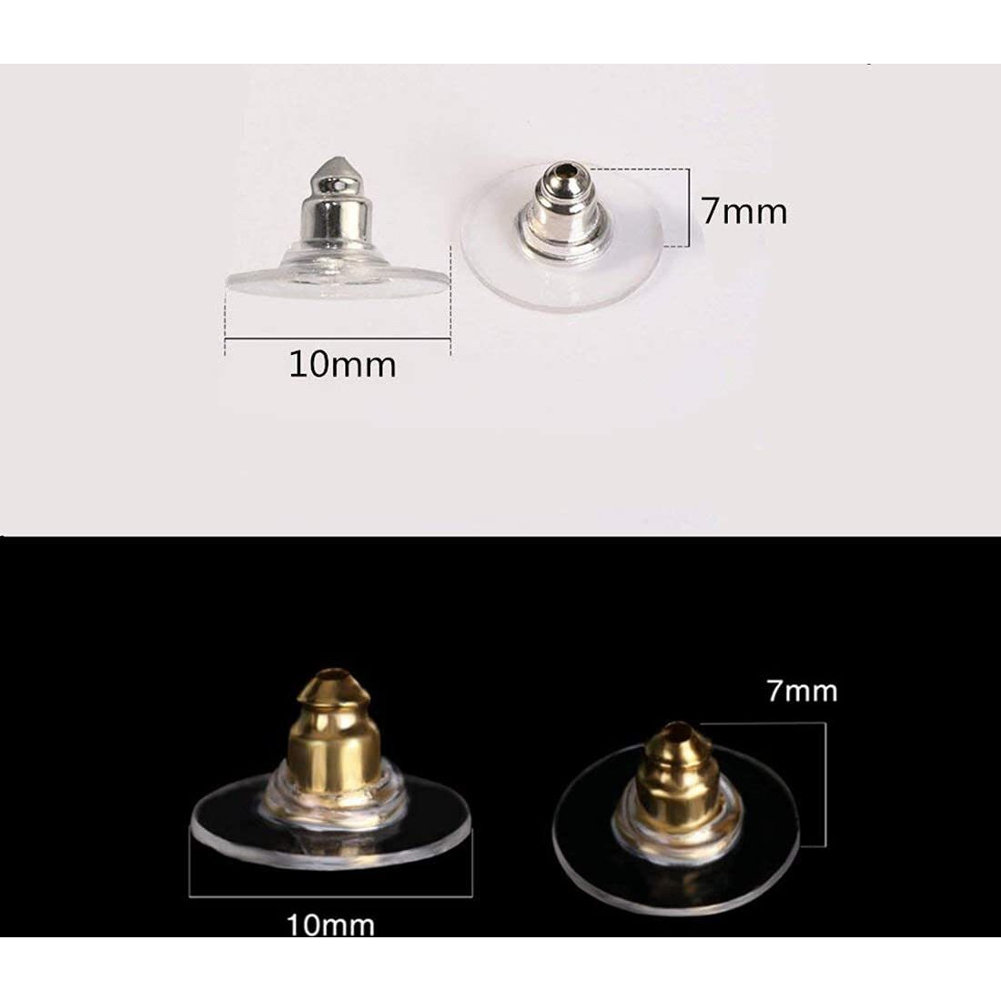 Diy Crafts 700, Silver Gold, Pairs Bullet Clutch Earring Backs With Pad Earring Safety Backs (Silver Gold Clear & Flat Clear) Earring Back Fo(700, Silver Gold)