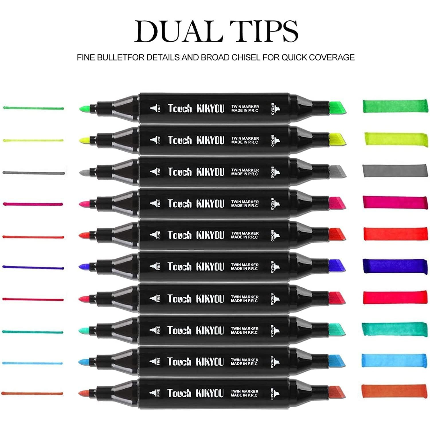 Moozico Dual Tip Fabric Marker Writing Painting Permanent Acrylic Paint Pens For Chisel Point And Fine Point Tips,Vibrant Bold Permanent Ink. (24 Pcs)