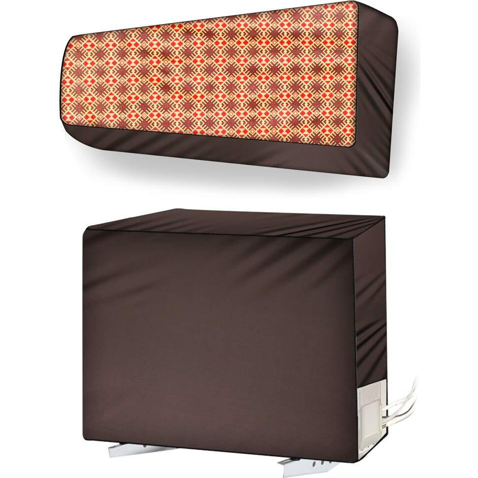 Stylista Ac Cover Set Of Indoor And Outdoor Unit For 2 Ton Capacity Surface Pattern Brown