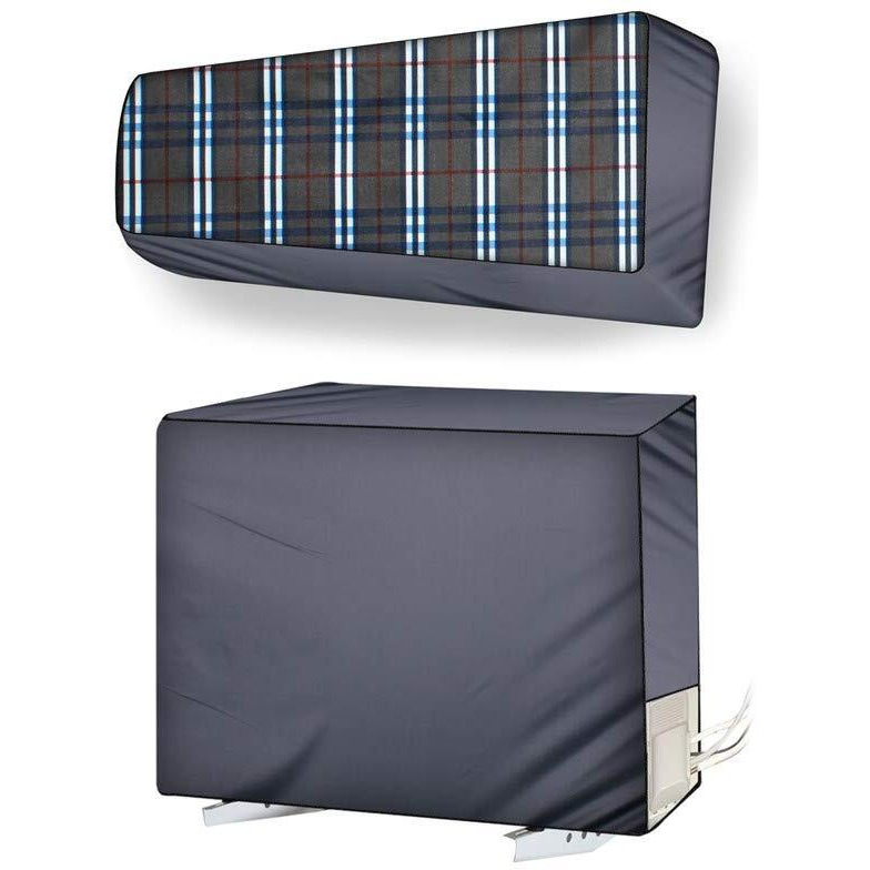 Stylista Ac Cover Set Of Indoor And Outdoor Unit For 2 Ton Capacity Pattern Grey