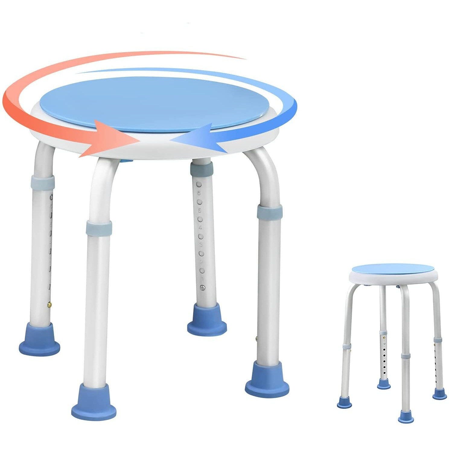 Veayva Shower Bath Bench Stool 360 Degree Rotating Medical Tool-Free Assembly Adjustable Swivel | Anti-Slip Rubber Tips For Safety And Stability