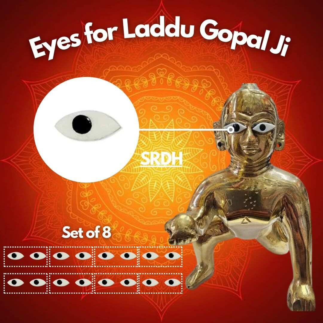 Laddu Gopal Ji, Shri Krishna, Gopala Ji, Thakurji, Kanha, Kanhaya ( ),(), () & Another Idol/Netra/Eyes - 8 Pair With Gum - Eyes Size/No - 1"
