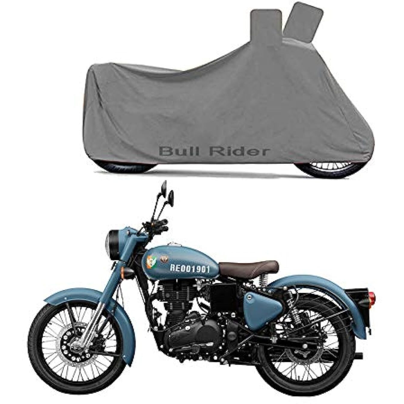 Bull Rider 2 Wheeler Bike Cover For Royal Enfield Classic 350 (Grey)