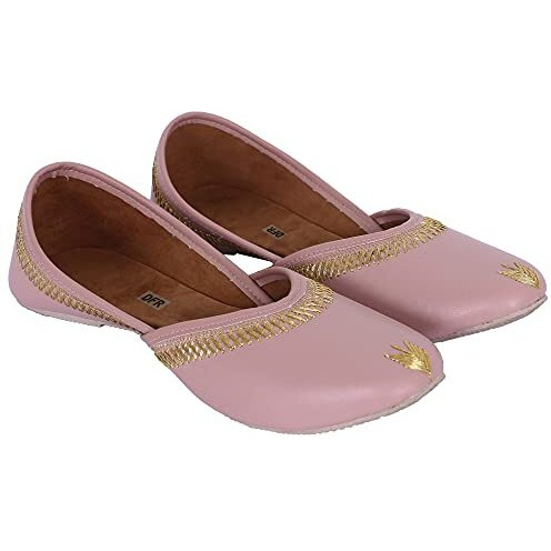 Dfr Women Juti | Mojari Jutti For Women | Ethnic Punjabi Shoe Belle For Girls, Color - Pink, Uk Size - 7