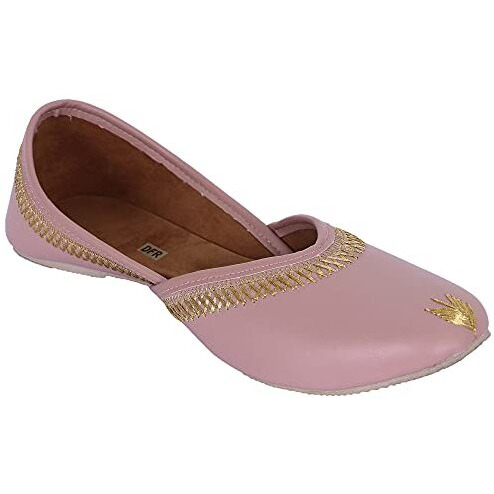 Dfr Women Juti | Mojari Jutti For Women | Ethnic Punjabi Shoe Belle For Girls, Color - Pink, Uk Size - 7