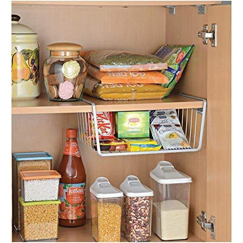 Go Hooked Upasna Works Steel Medium Undershelf Basket Space Saving Versatile Heavy Duty Sleek And Sturdy Efficient Compact And Durable Modern Robust Elegant Grey 12 Inch