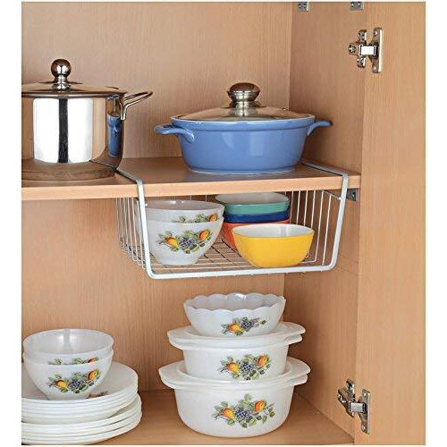 Go Hooked Upasna Works Steel Medium Undershelf Basket Space Saving Versatile Heavy Duty Sleek And Sturdy Efficient Compact And Durable Modern Robust Elegant Grey 12 Inch