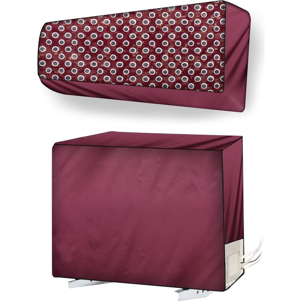 Stylista Ac Cover Set Of Indoor And Outdoor Unit For 2 Ton Capacity Symmetric Pattern Red