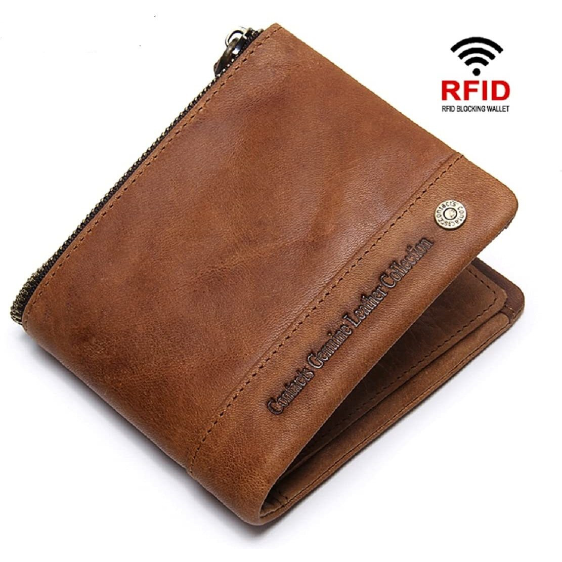 Contacts Men Leather Auto Lock Buckle Belt And Rfid Protected Genuine Leather Wallet Combo (15,N60), Clear