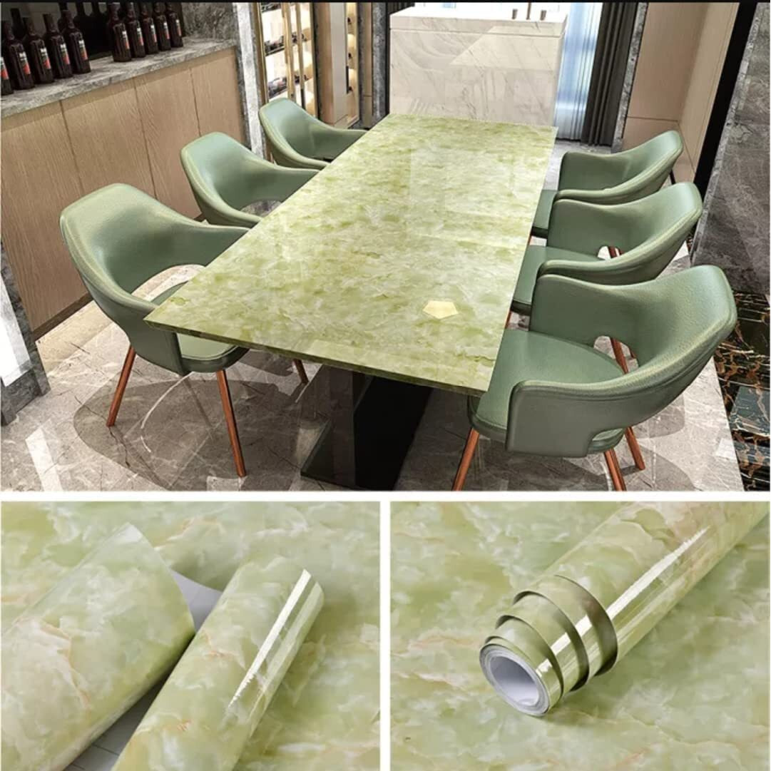 Kashival Green Marble Wallpaper For Wall Paper For Kitchen, Wallpaper For Walls, Wallpaper For Furniture Kitchen Cabinets Marble Wallpaper Oil Proof Waterproof Floor Tiles Stickers Waterproof Wall Paper For Home And Kitchen Decorative (Size 60*200 Cm) (Green Marble A32)