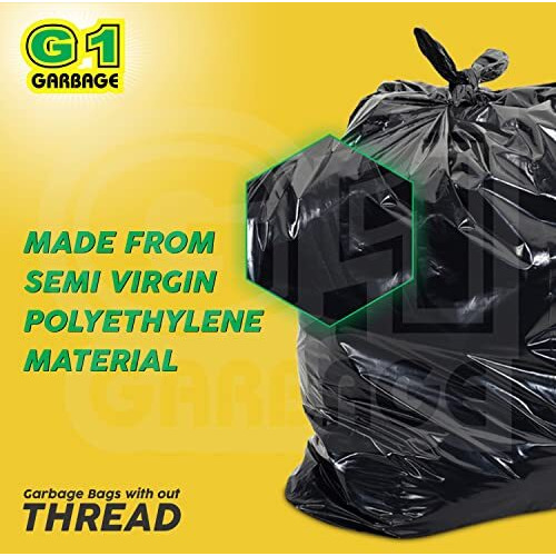 G1 Garbage Bags | Medium Size | Black | Disposable Trash Bags | Waste Dustbin Bags | 54Cm X 48Cm | 19X21 Inches | 150 Pcs