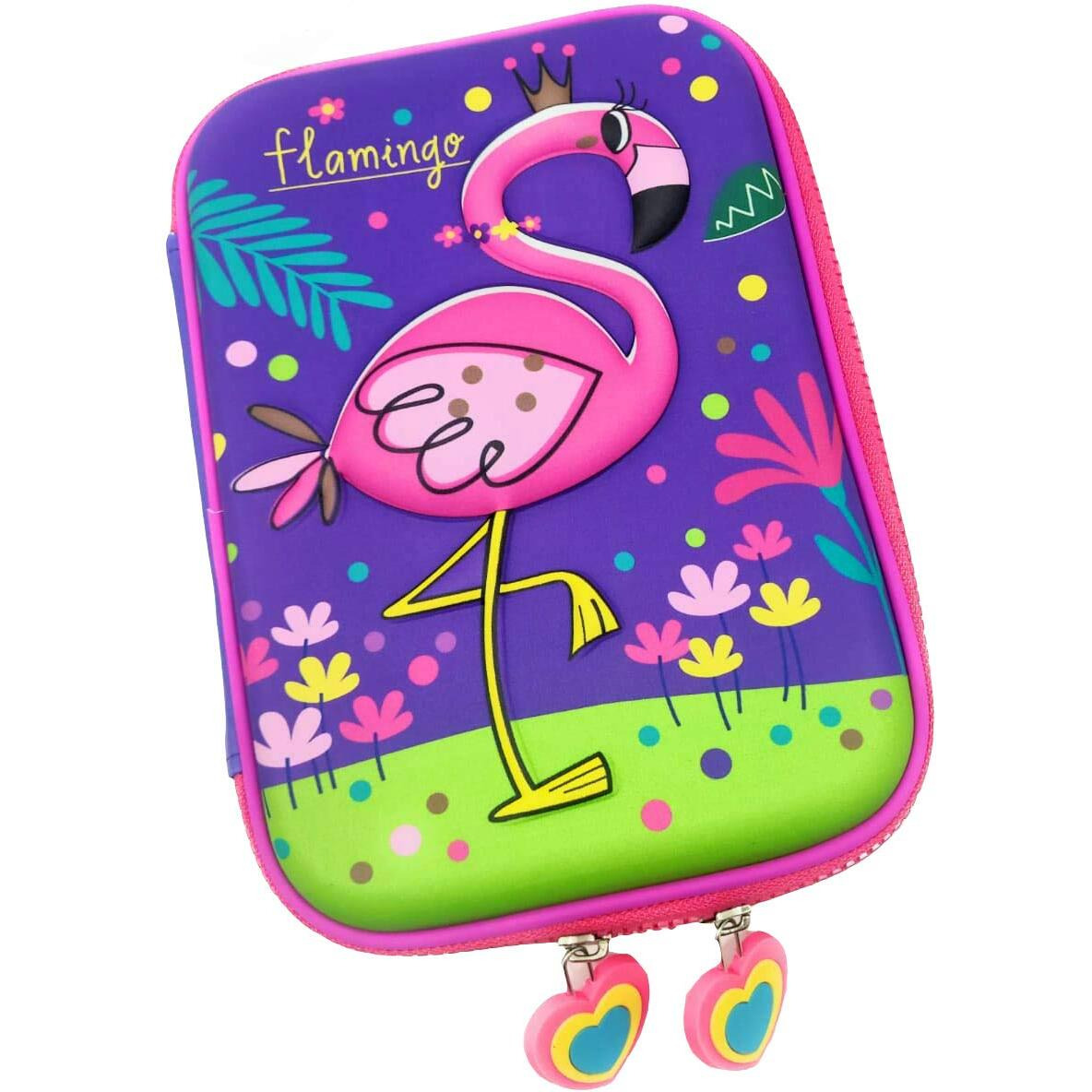 Magicwand Large Capacity Premium Flamingo Print Hardtop Eva Pencil Case2 Yrs & Uppack Of 1Multi-Colored