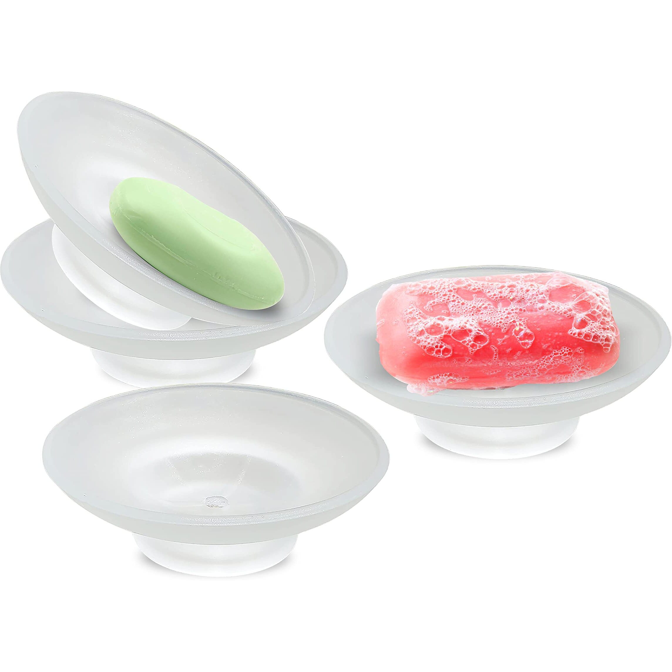 Pure Source India Glass Soap Dish | Sabundani | Soap Holder | For Bathroom Or Kitchen, Set Of 4 (3.25 Inch)