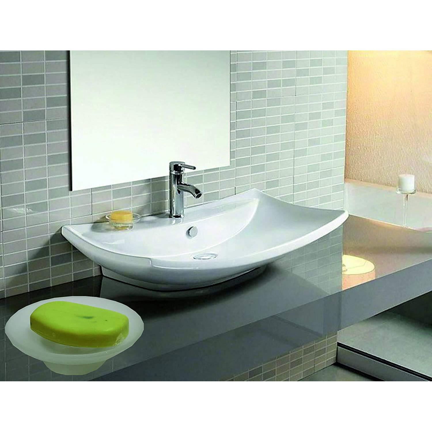 Pure Source India Glass Soap Dish | Sabundani | Soap Holder | For Bathroom Or Kitchen, Set Of 4 (3.25 Inch)