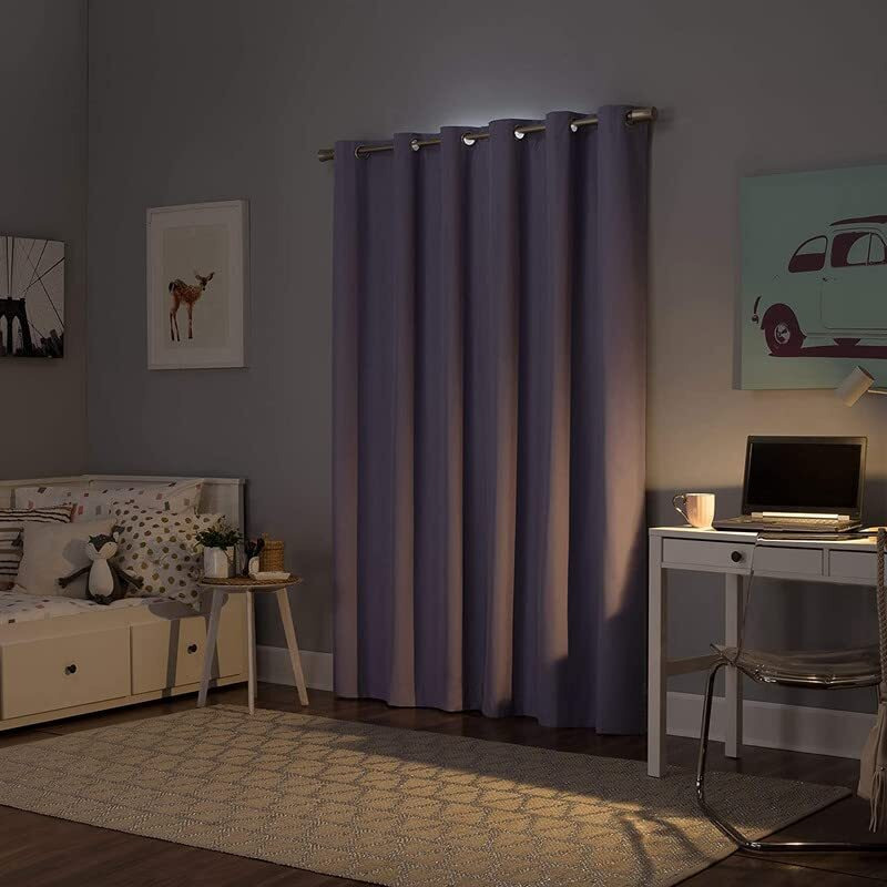 Bhoomi Impex Room Darkening Blackout Curtain Door-8 Feet, Thermal Insulated Eyelet Noise Reducing Blackout Curtains - Lavender Solid