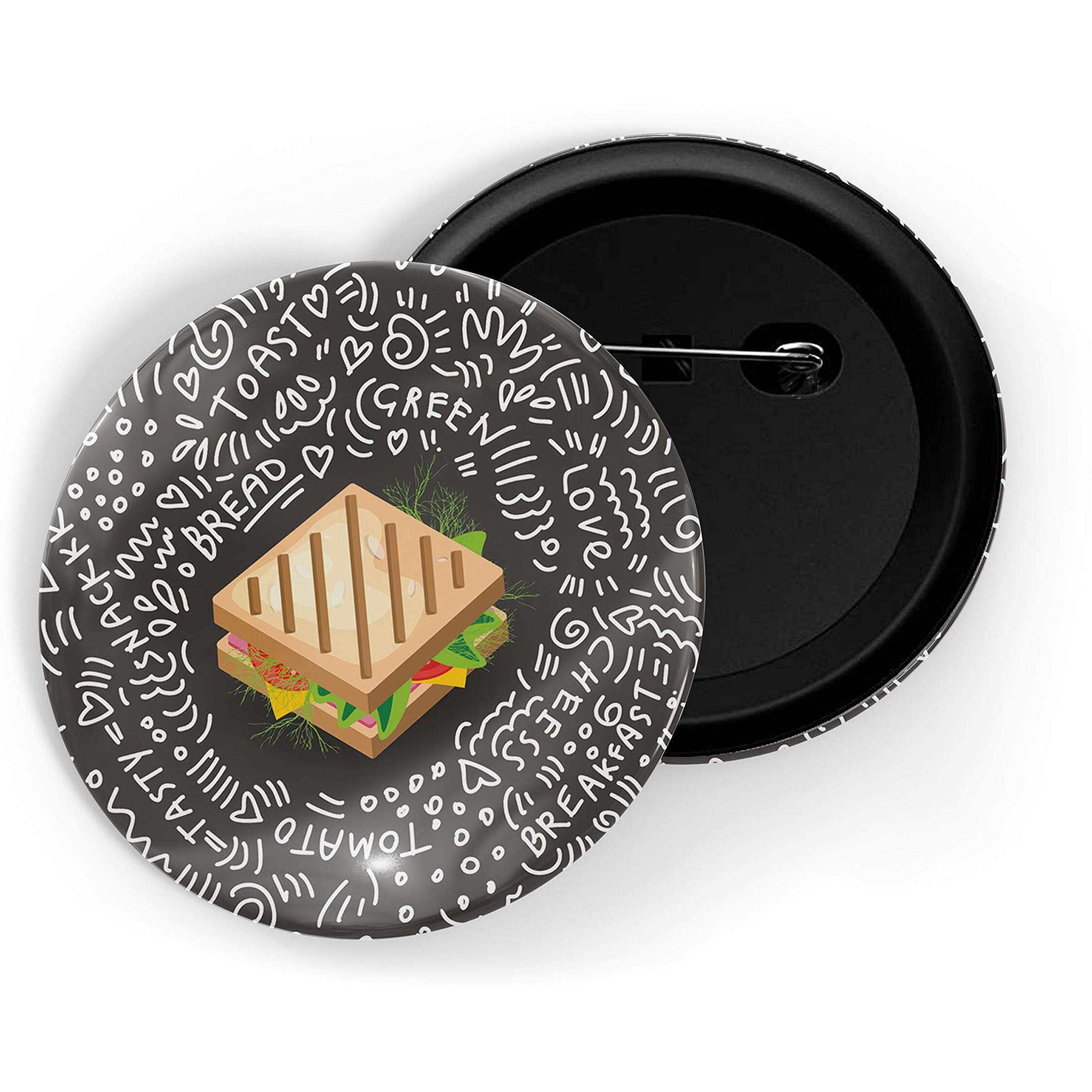 Dhcrafts Pin Badges Black Food Lovers Sandwich D9 Glossy Finish Design Pack Of 1