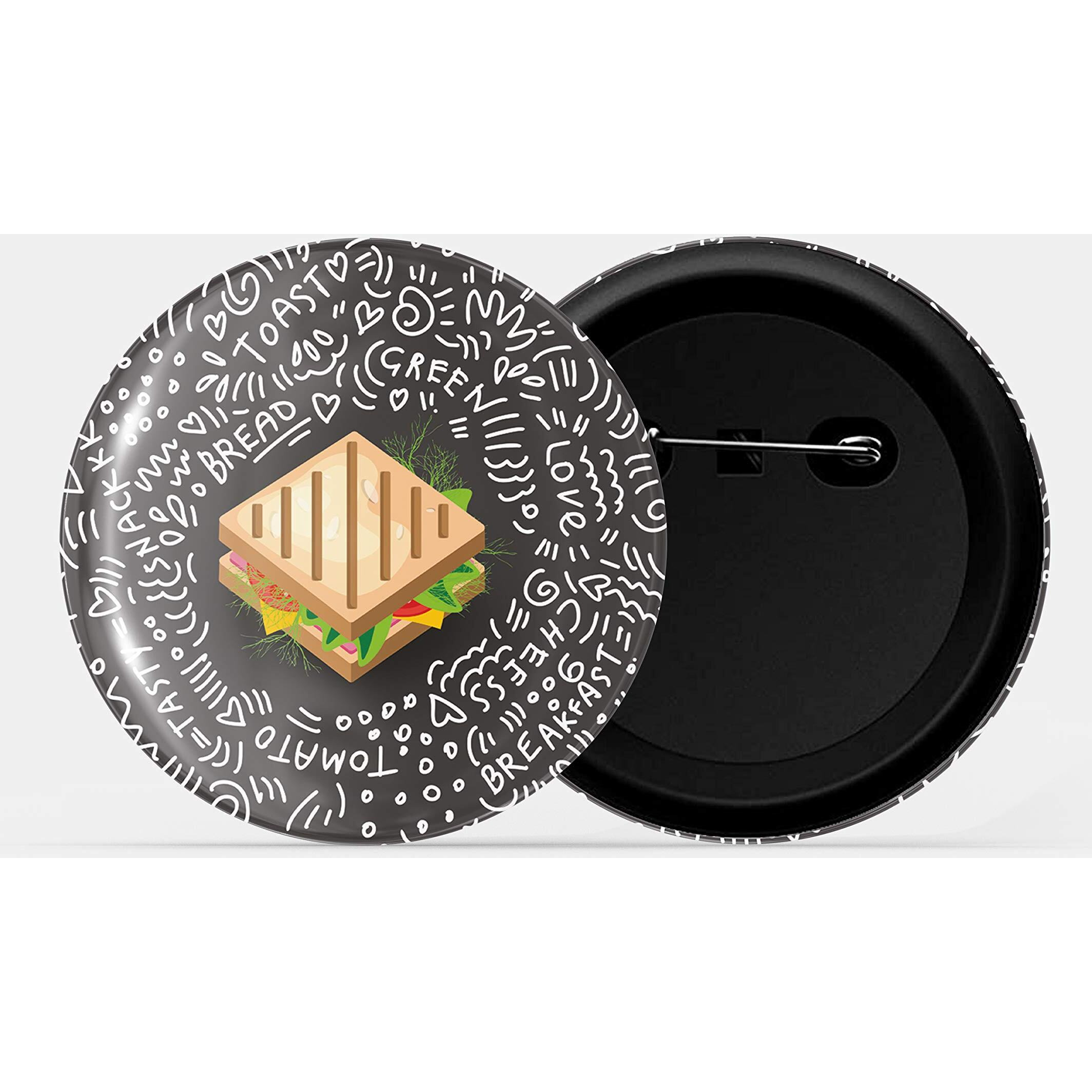 Dhcrafts Pin Badges Black Food Lovers Sandwich D9 Glossy Finish Design Pack Of 1