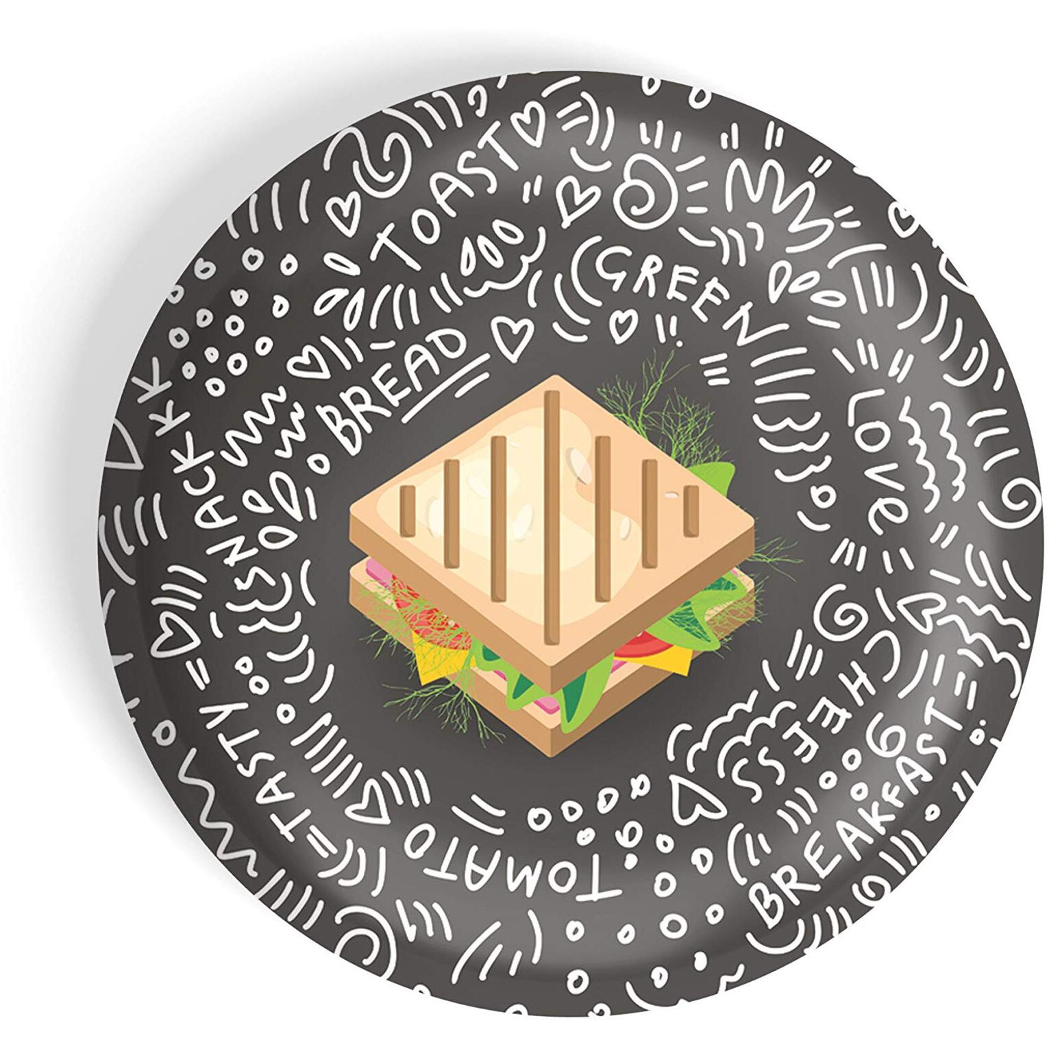 Dhcrafts Pin Badges Black Food Lovers Sandwich D9 Glossy Finish Design Pack Of 1
