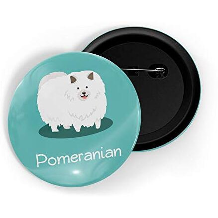 Dhcrafts Pin Badges Blue Color Pomernian Pet Dog Glossy Finish Design Pack Of 1