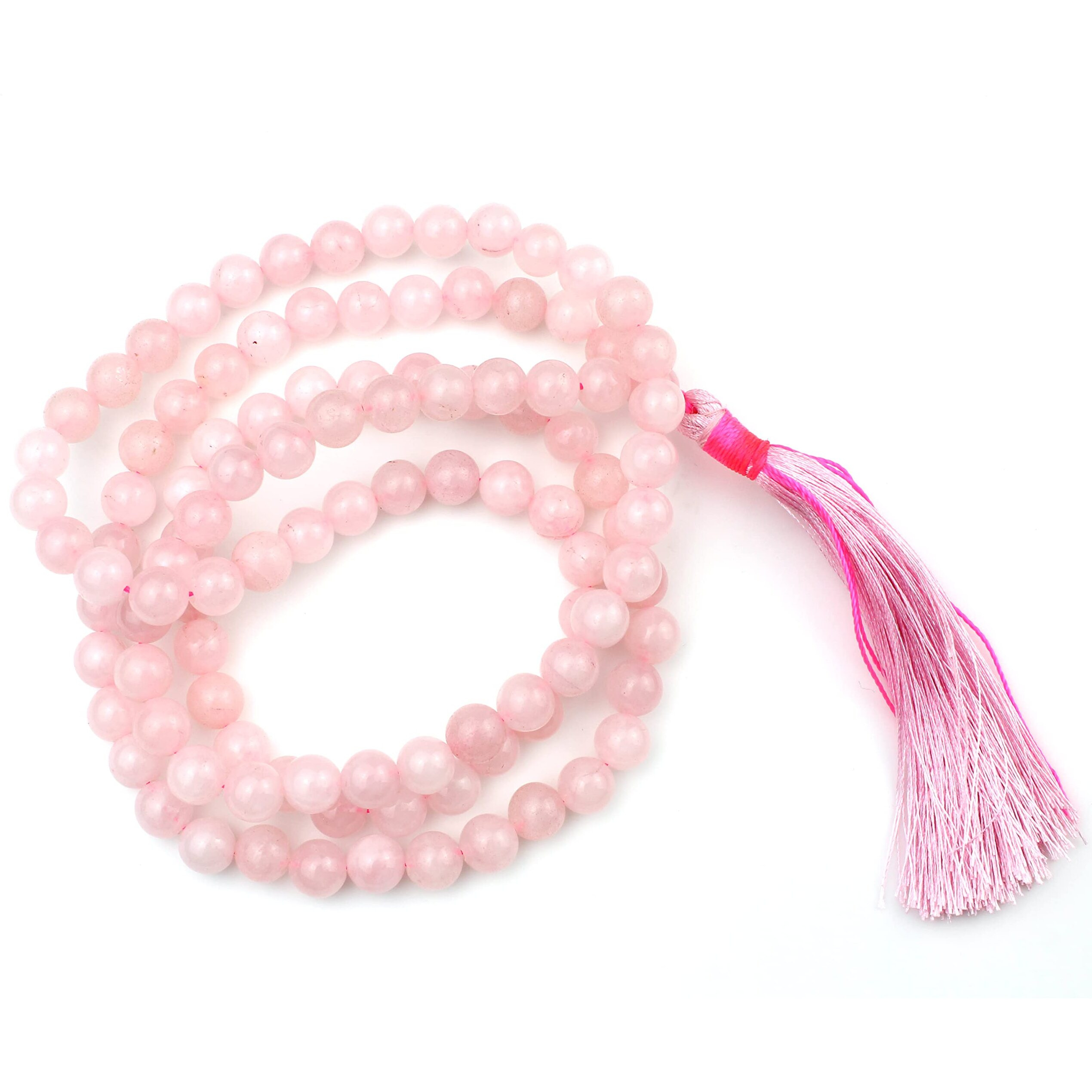 Remedywala Beads Original Gemstone 8 Mm 108 Beads Mala | Best Aaa Quality Beads Activated, Energized Black Jap Mala For Yoga Meditation, Chanting & Healing (Rose Quartz Mala)