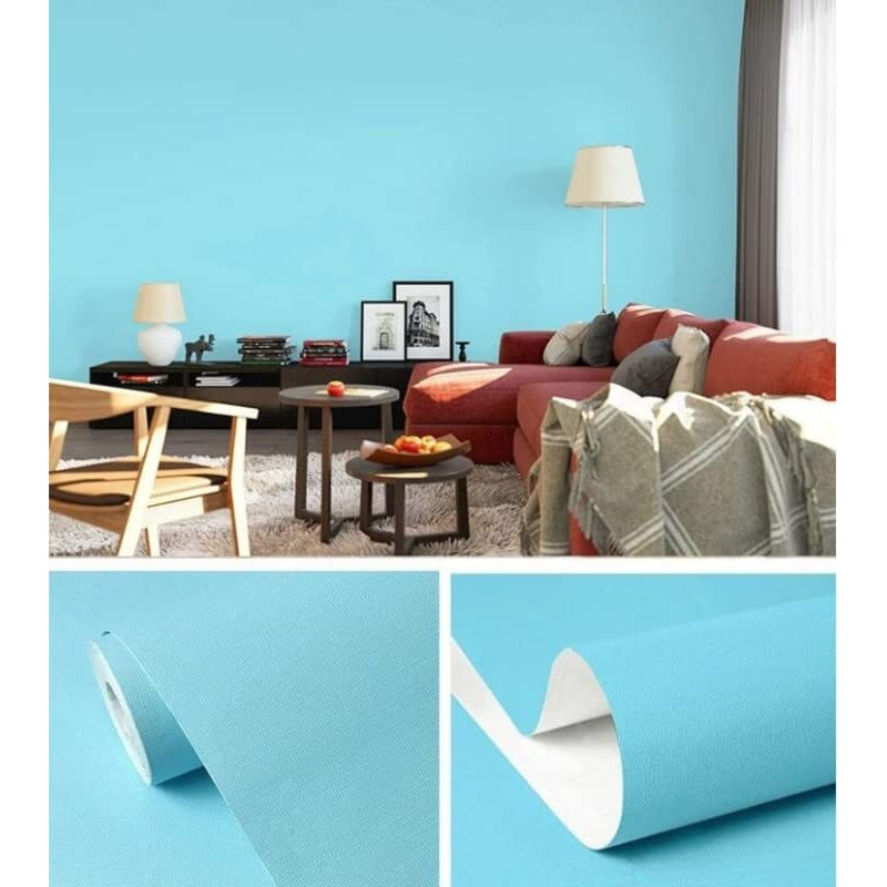 Jaamso Royals Sky Blue Colour Plain Matt Vinyl Self Adhesive Waterproof Home Dcor Wallpaper (500 Cm X 45 Cm)