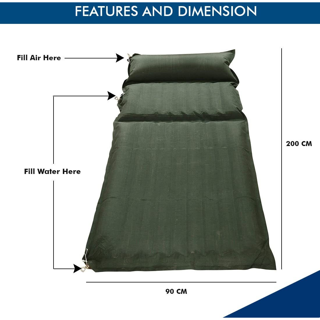 Dr. Care Water Bed For Patients, Medical Antisore Bed, Prevention Of Bedsores, Durable Water Mattress, Polycotton, Green