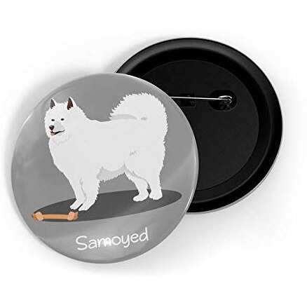 Dhcrafts Pin Badges Grey Color Samoyed Pet Dog Glossy Finish Design Pack Of 1
