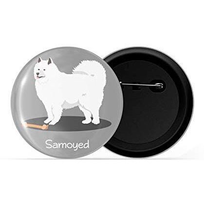 Dhcrafts Pin Badges Grey Color Samoyed Pet Dog Glossy Finish Design Pack Of 1