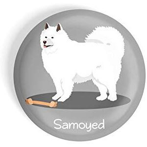 Dhcrafts Pin Badges Grey Color Samoyed Pet Dog Glossy Finish Design Pack Of 1