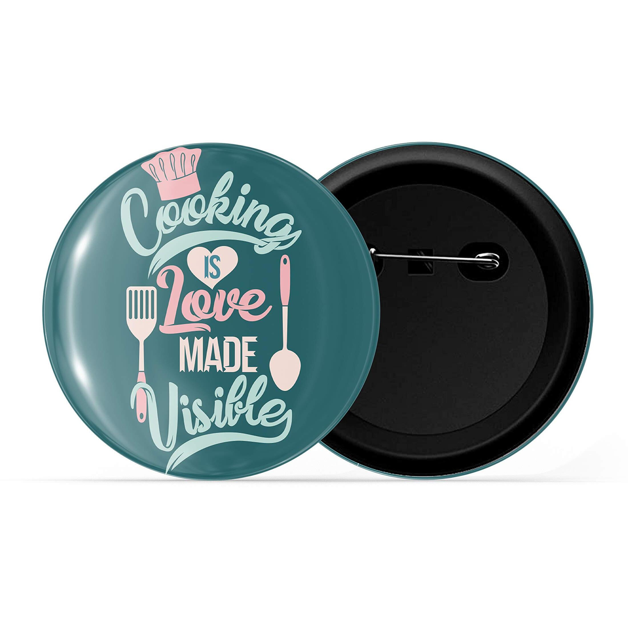 Dhcrafts Pin Badges Blue Food Lovers Cooking Is Love Made Visible Glossy Finish Design Pack Of 1