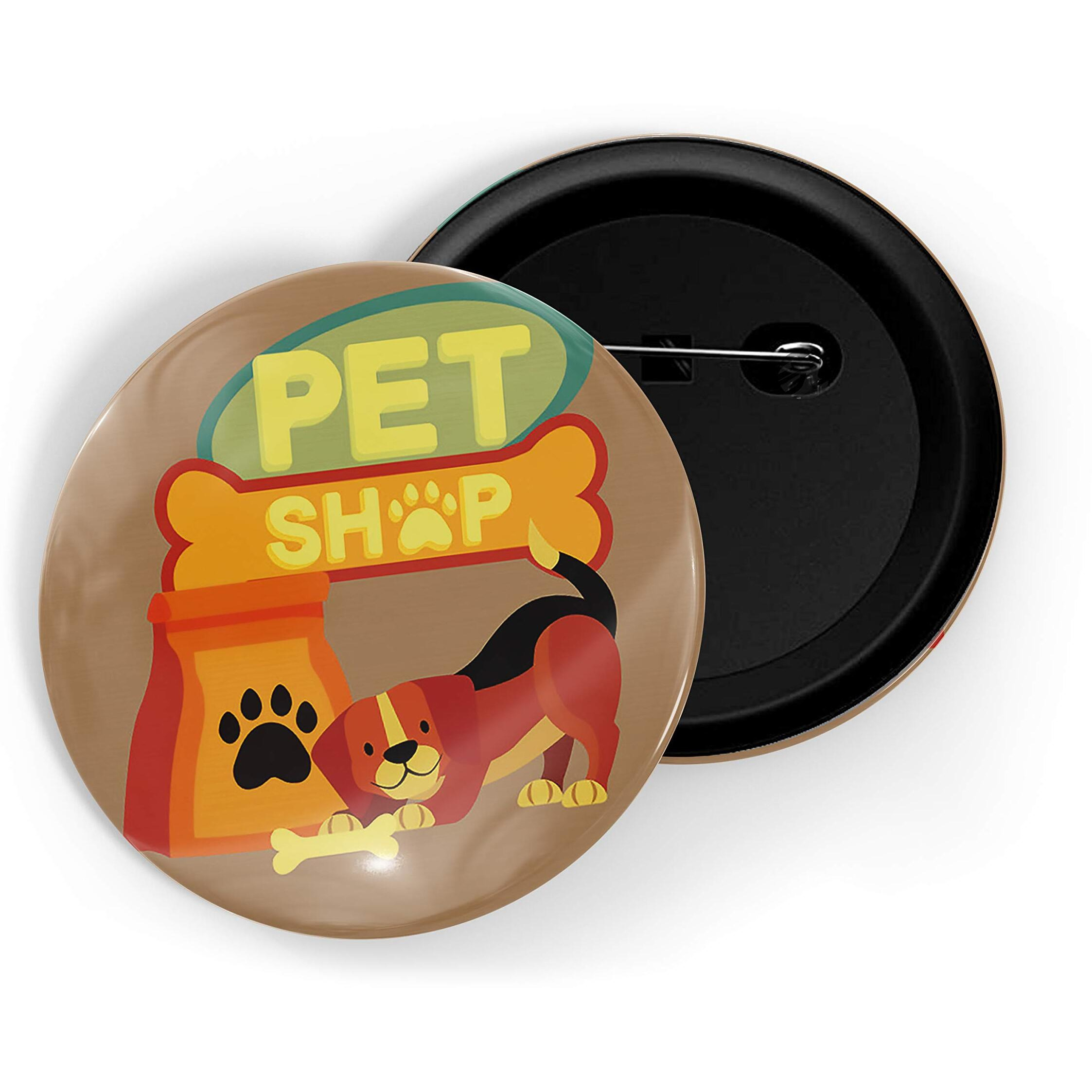 Dhcrafts Brown Color Pin Badges Quotes Pet Shop D3 Glossy Finish Design Pack Of 1