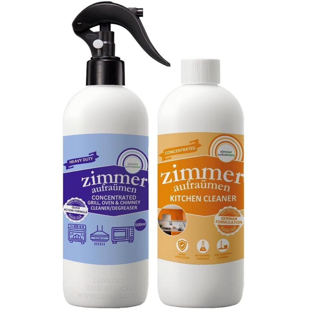 Zimmer Aufraumen - Chimney Cleaner 450Ml & Kitchen Cleaner & Degreaser (450Ml) Combo(Chimney, Grill, Stove, Oven, Microwave, Exhaust Fan Degreaser & Cleaner For Floor, Slab, Tile, Sink..)