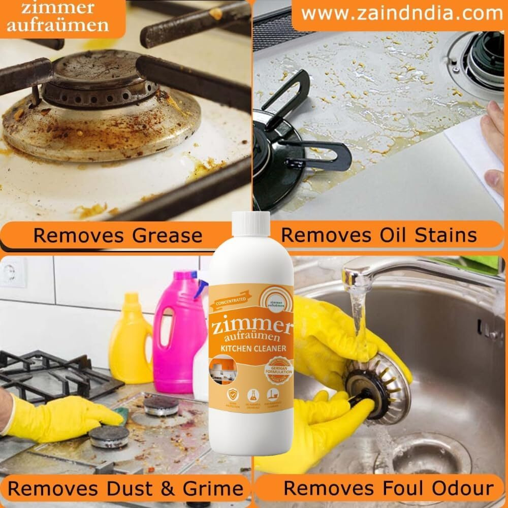 Zimmer Aufraumen - Chimney Cleaner 450Ml & Kitchen Cleaner & Degreaser (450Ml) Combo(Chimney, Grill, Stove, Oven, Microwave, Exhaust Fan Degreaser & Cleaner For Floor, Slab, Tile, Sink..)