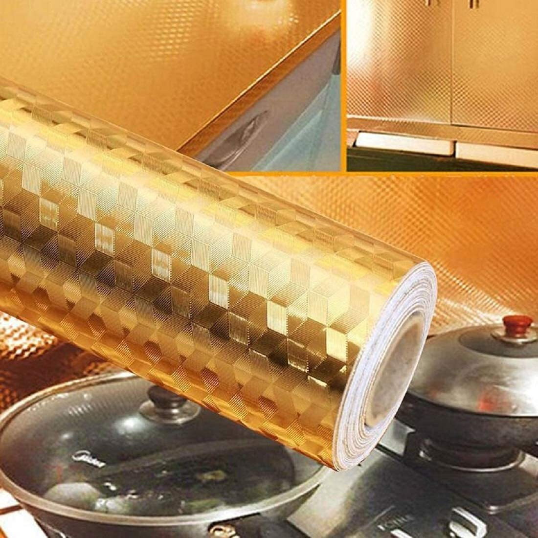 Nareval Marble Wallpaper For Wall Stickers Marble Wallpaper Furniture Wall Paper For Home And Kitchen Marble Sticker For Kitchen Countertops Waterproof Marble Wallpaper (Glod Hexa A24 60 * 600Cm)