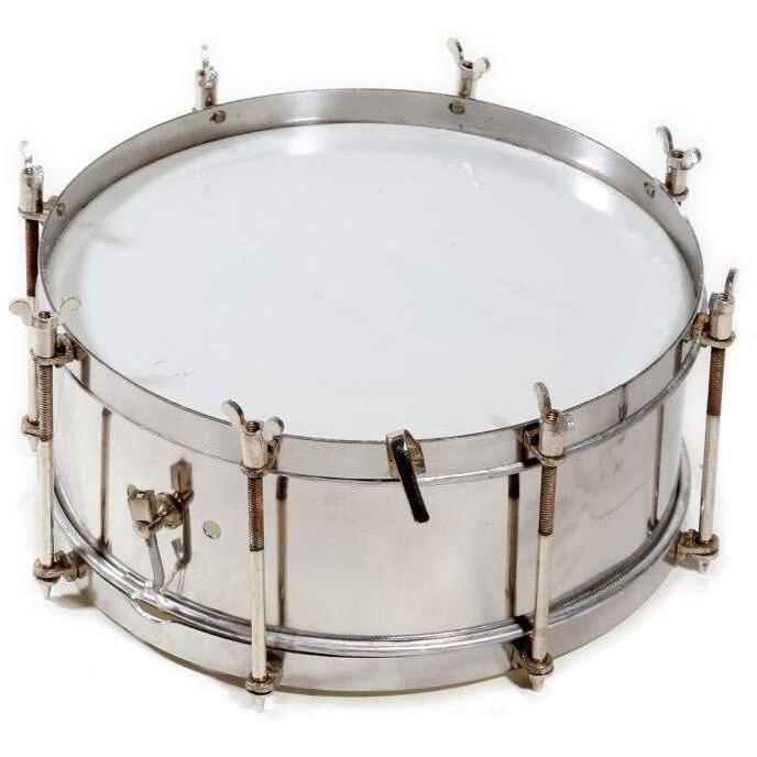 Skylark Musicals Marching Steel Side Drum Dhol (Silver, 14 Inches)