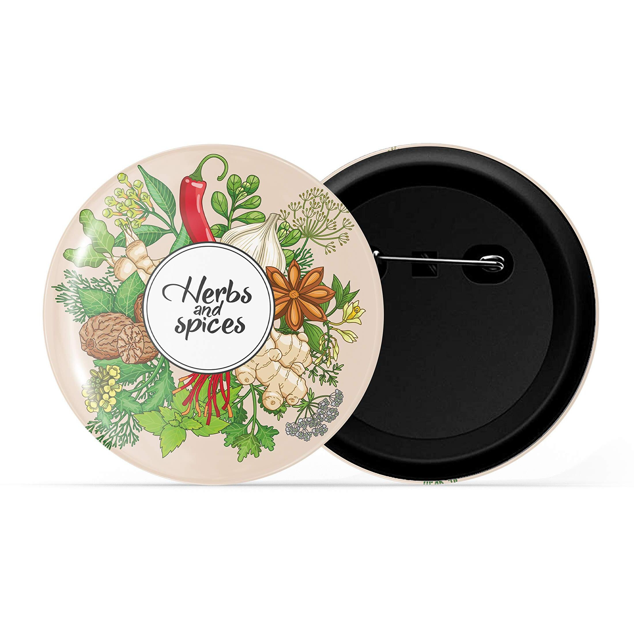 Dhcrafts Pin Badges Multicolour Food Lovers Herbs And Spices D2 Glossy Finish Design Pack Of 1