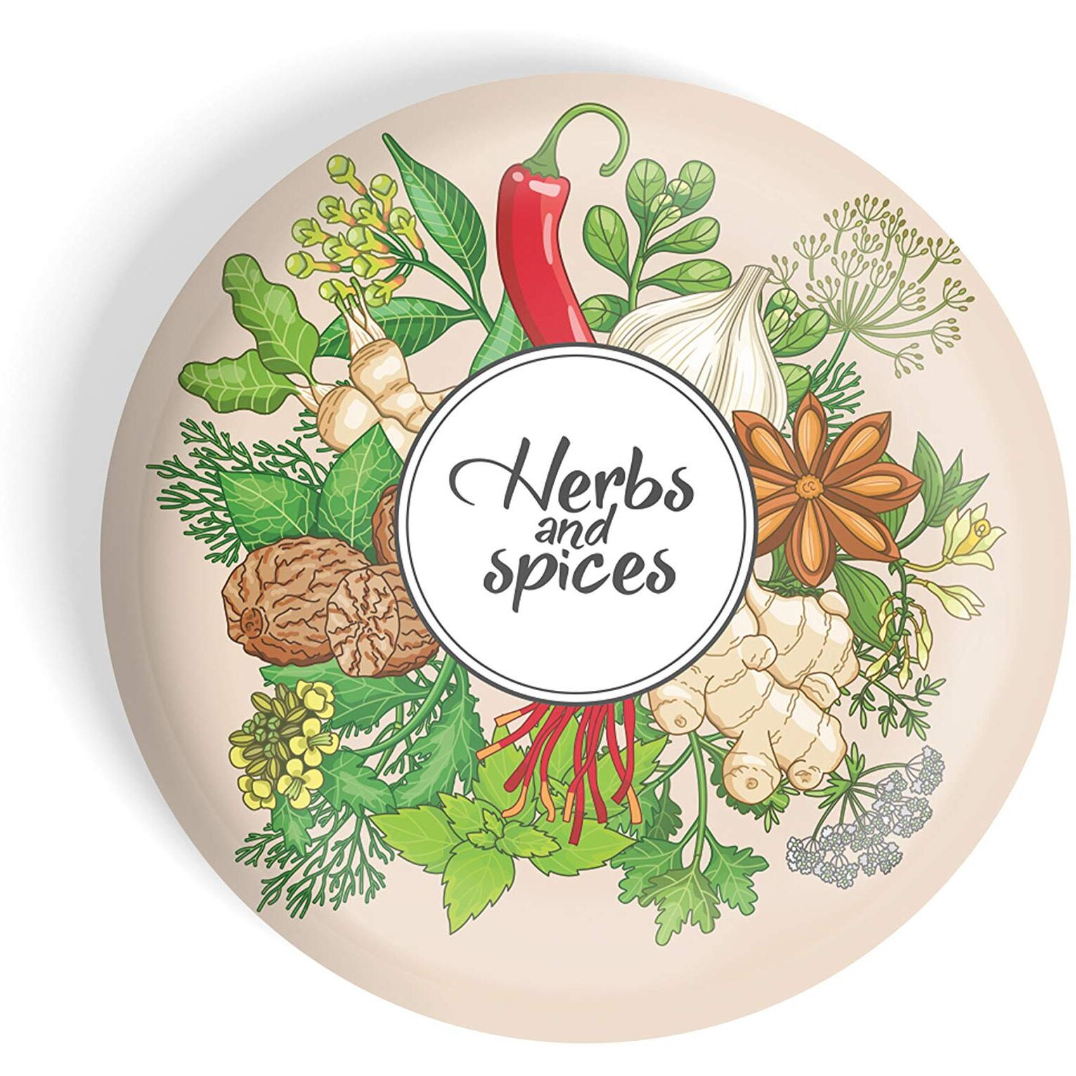 Dhcrafts Pin Badges Multicolour Food Lovers Herbs And Spices D2 Glossy Finish Design Pack Of 1