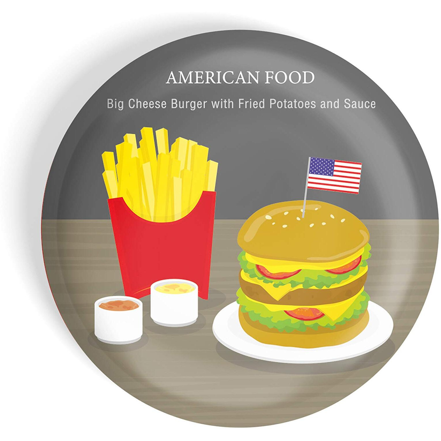 Dhcrafts Pin Badges Multicolour Food Lovers American Cuisine American Food Big Cheese Burger With Fried Potatoes And Sauce Glossy Finish Design Pack Of 1