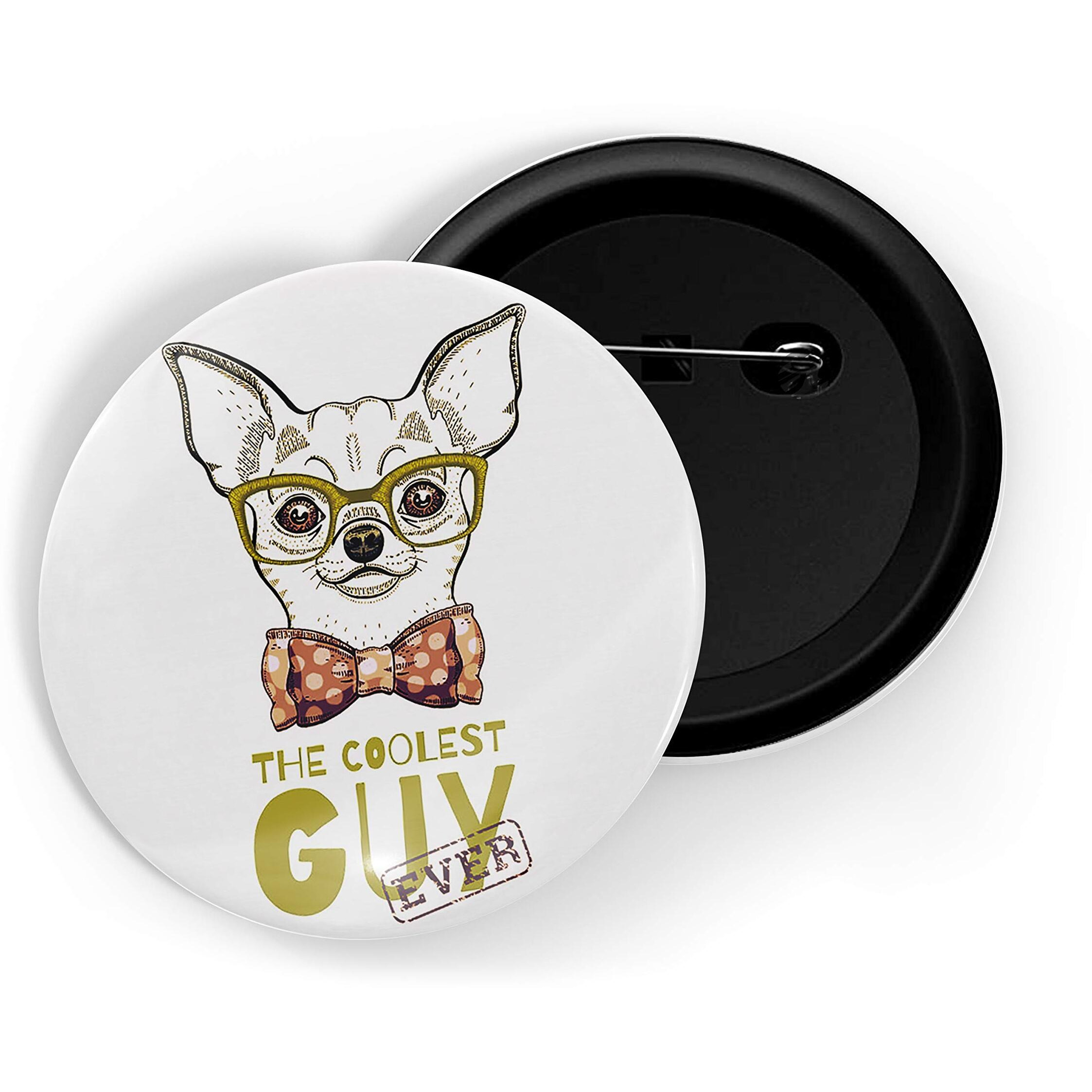 Dhcrafts White Color Pin Badges Quotes The Coolest Guy Ever Glossy Finish Design Pack Of 1