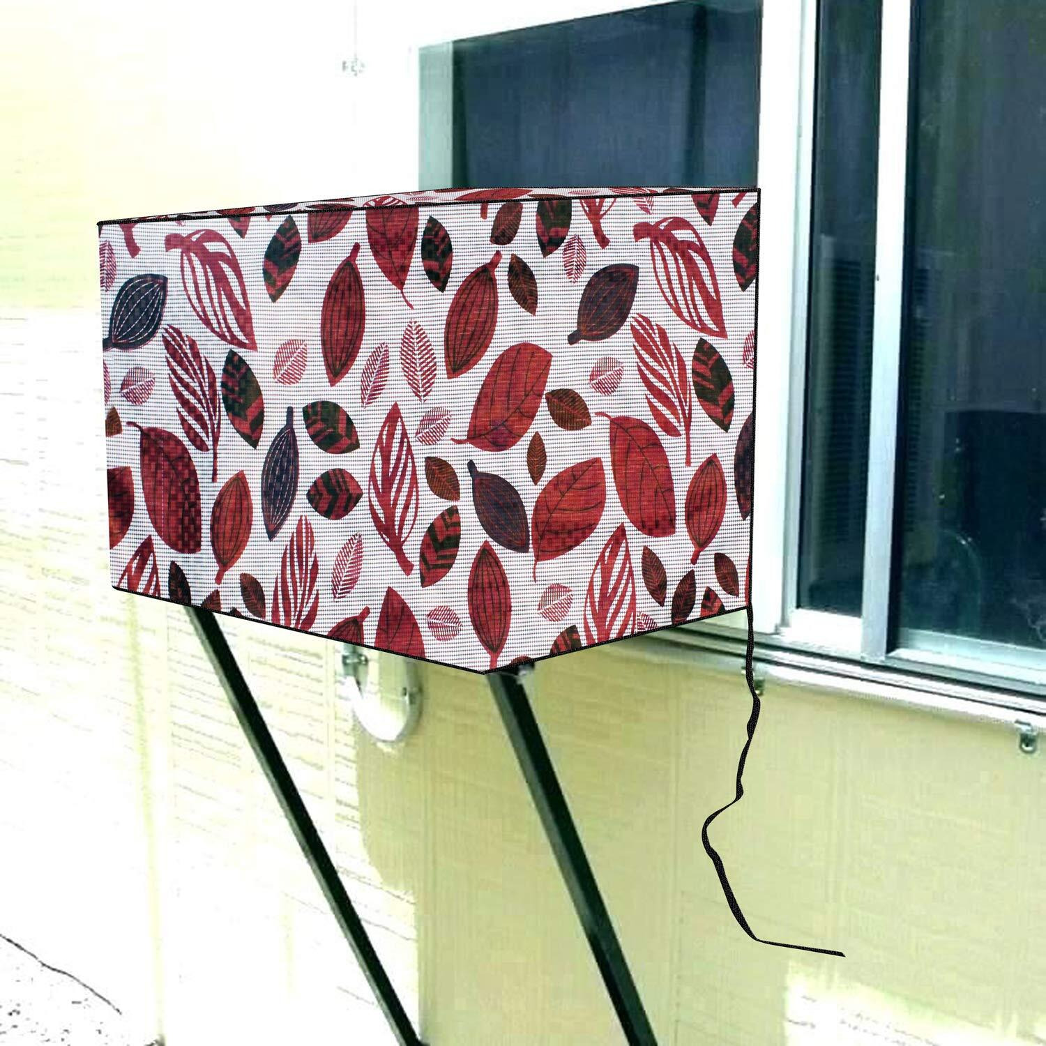 Stylista Window Ac Cover 1.5 Ton Waterproof And Dustproof Pvc Ditzy Pattern Offwhite Base