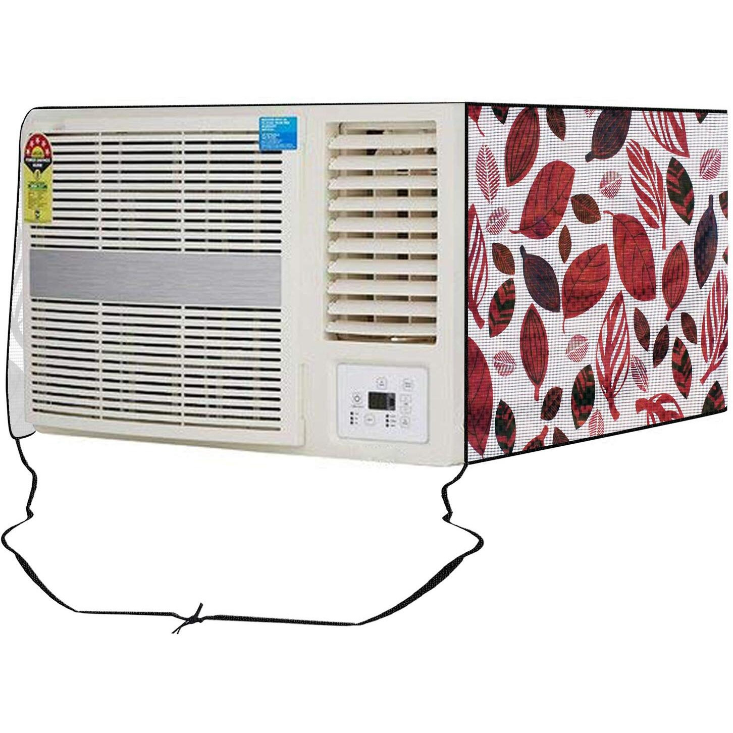 Stylista Window Ac Cover 1.5 Ton Waterproof And Dustproof Pvc Ditzy Pattern Offwhite Base