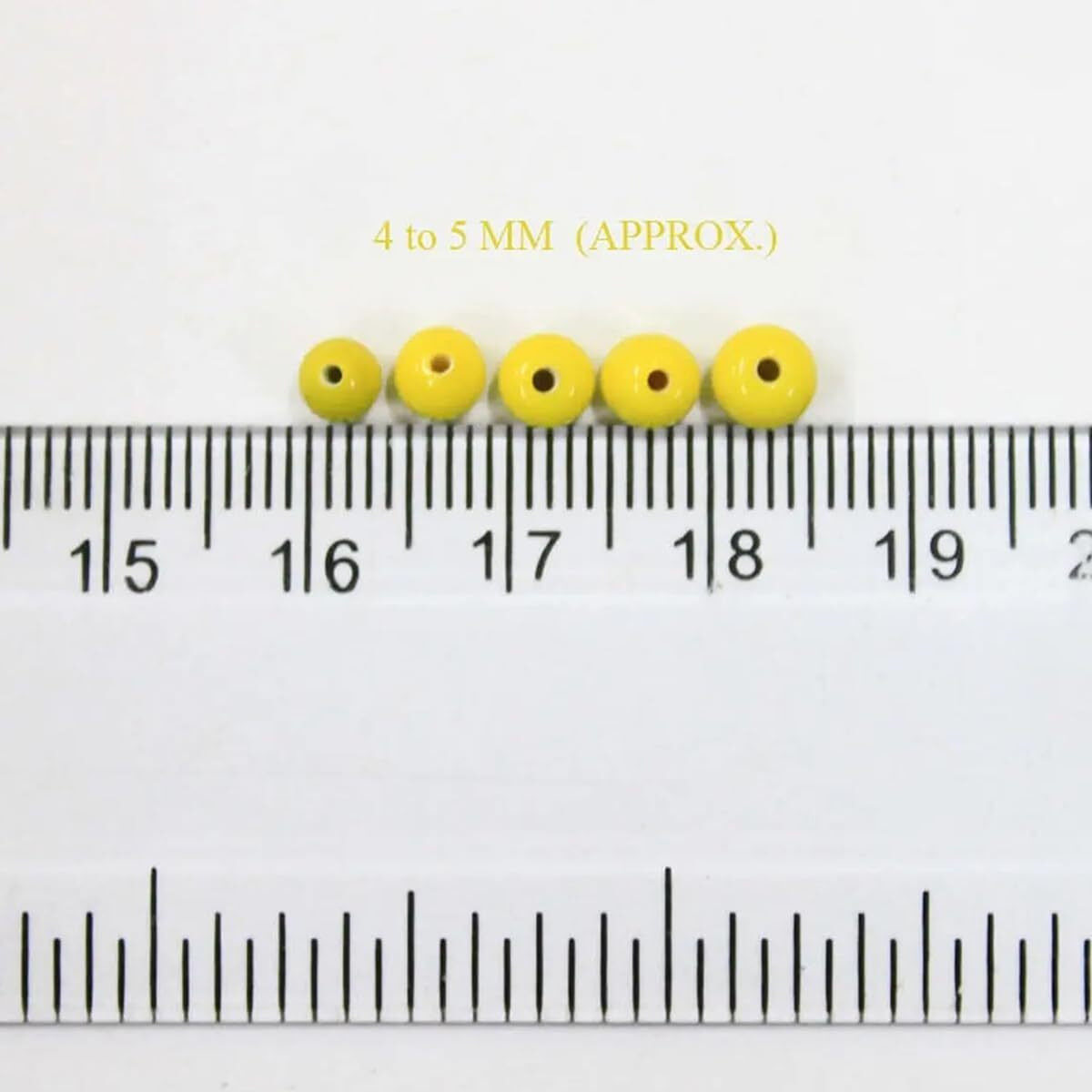 Embroiderymaterial Round Ceramic Glass Beads (Moti) For Jewellery Making, Bracelet Making, Craft, Embroidery Work, Mala Making, Toran Making (Lemon Yellow Color, 100 Gram, 3 To 5 Mm)