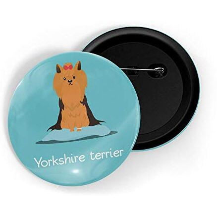 Dhcrafts Pin Badges Blue Color Yorkshire Terrier Pet Dog Glossy Finish Design Pack Of 1