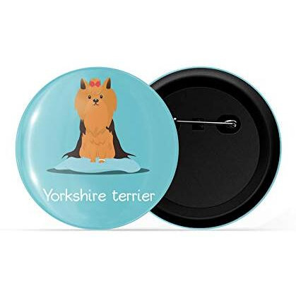 Dhcrafts Pin Badges Blue Color Yorkshire Terrier Pet Dog Glossy Finish Design Pack Of 1